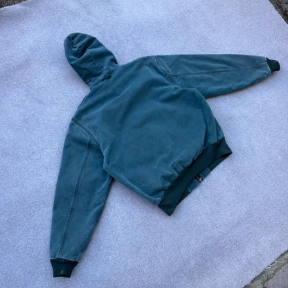 RARE vintage 90s Carhartt Active JQ243 'Hunter Green' faded teal boxy fit workwear jacket - (L)