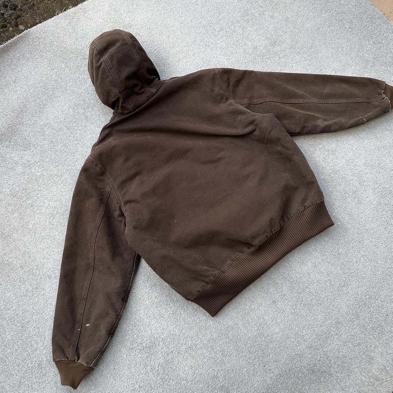 Y2K Carhartt faded chocolate brown active J130 DKB workwear jacket - (L)