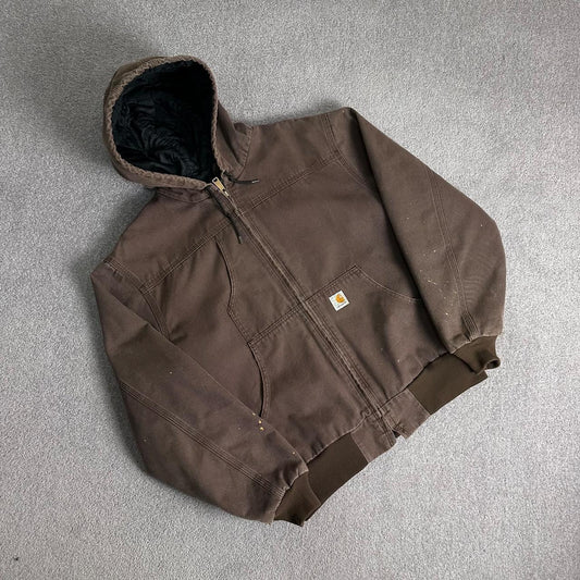 Y2K faded brown Carhartt Active hooded workwear jacket - (L)