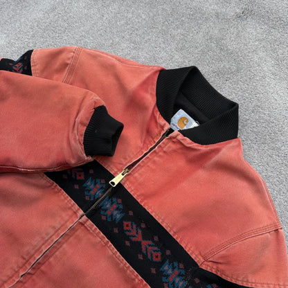 RARE vintage 90s Carhartt Santa Fe JR0456 Southwest Aztec Navajo ‘Clay’ workwear jacket - (L)