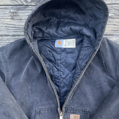 Vintage Carhartt J06 ONX Sandstone Hooded Jacket - Onyx (L)