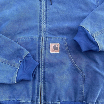 Vintage Carhartt J68 BLU Sandstone Hooded Jacket - Blue (L)