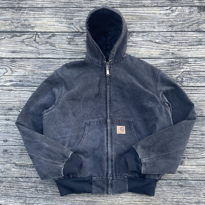 Vintage Carhartt J06 ONX Sandstone Hooded Jacket - Onyx (L)