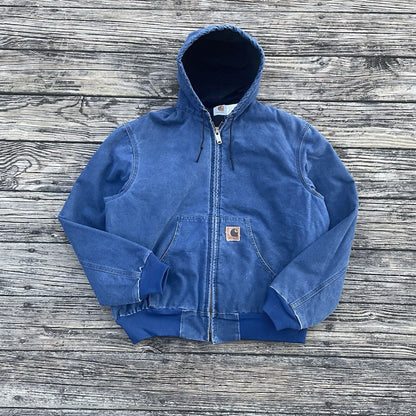 Vintage Carhartt J68 BLU Sandstone Hooded Jacket - Blue (L)